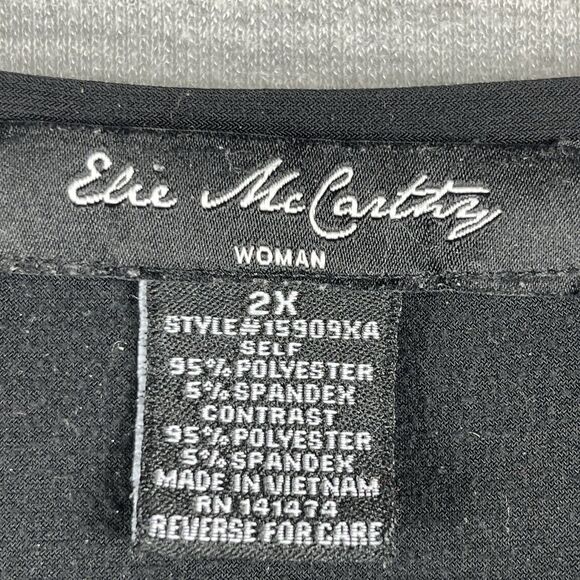 Elie McCarthy Size 2x Slinky Black And White Geometric Pattern Blouse 3/4 Sleeve - Picture 6 of 10